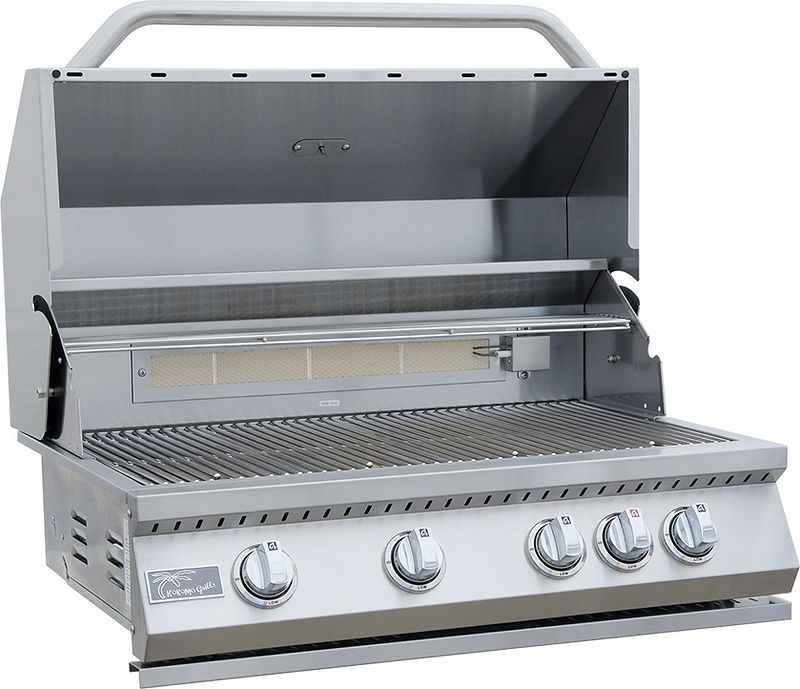 KoKoMo Outdoor Kitchen Island with Fire Feature – 7'6" x 9' - Outdoor Kitchen | Patioza