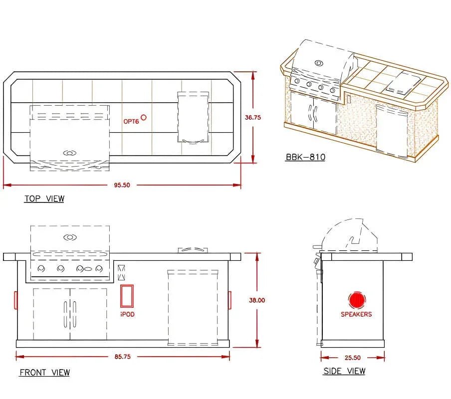 Cal Flame Bel Air Q 8 Ft. BBQ Grill Island - BBK810 - BBQ Grill Islands | Patioza