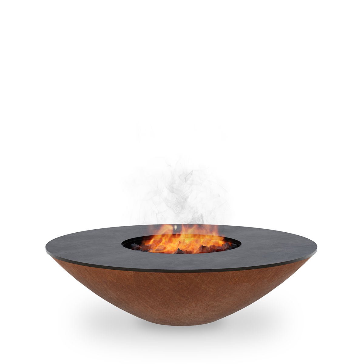 Arteflame Classic 40″ — Fire Pit with Cooktop (CORTEN Bowl; Short Round / Short Euro / Built-In No Base) - All Products, firepit | Patioza