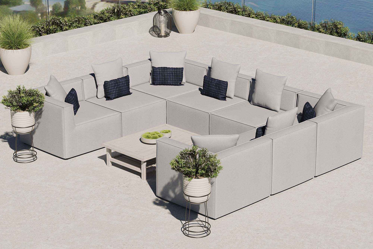 Patio Elegance Sectional Sofa - Saybrook 8 - Piece Outdoor Upholstered Sofa by Modway - Patio Furniture | Patioza