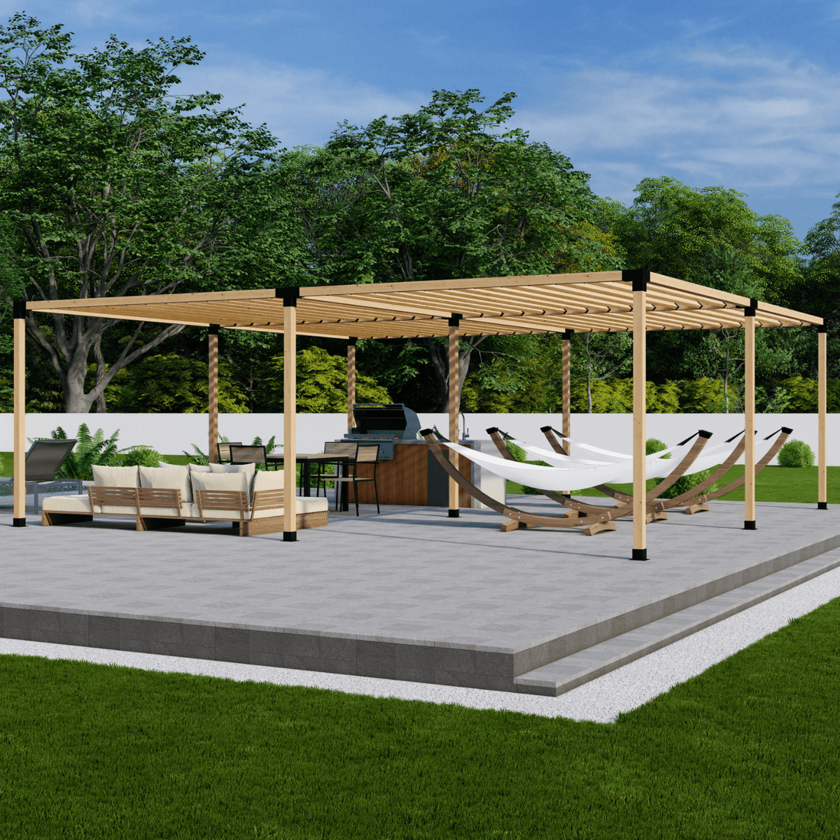 DIY Pergola Bracket Kit for a Freestanding Pergola With Slatted Roof - Any Size Up to 24' x 24' - | Patioza