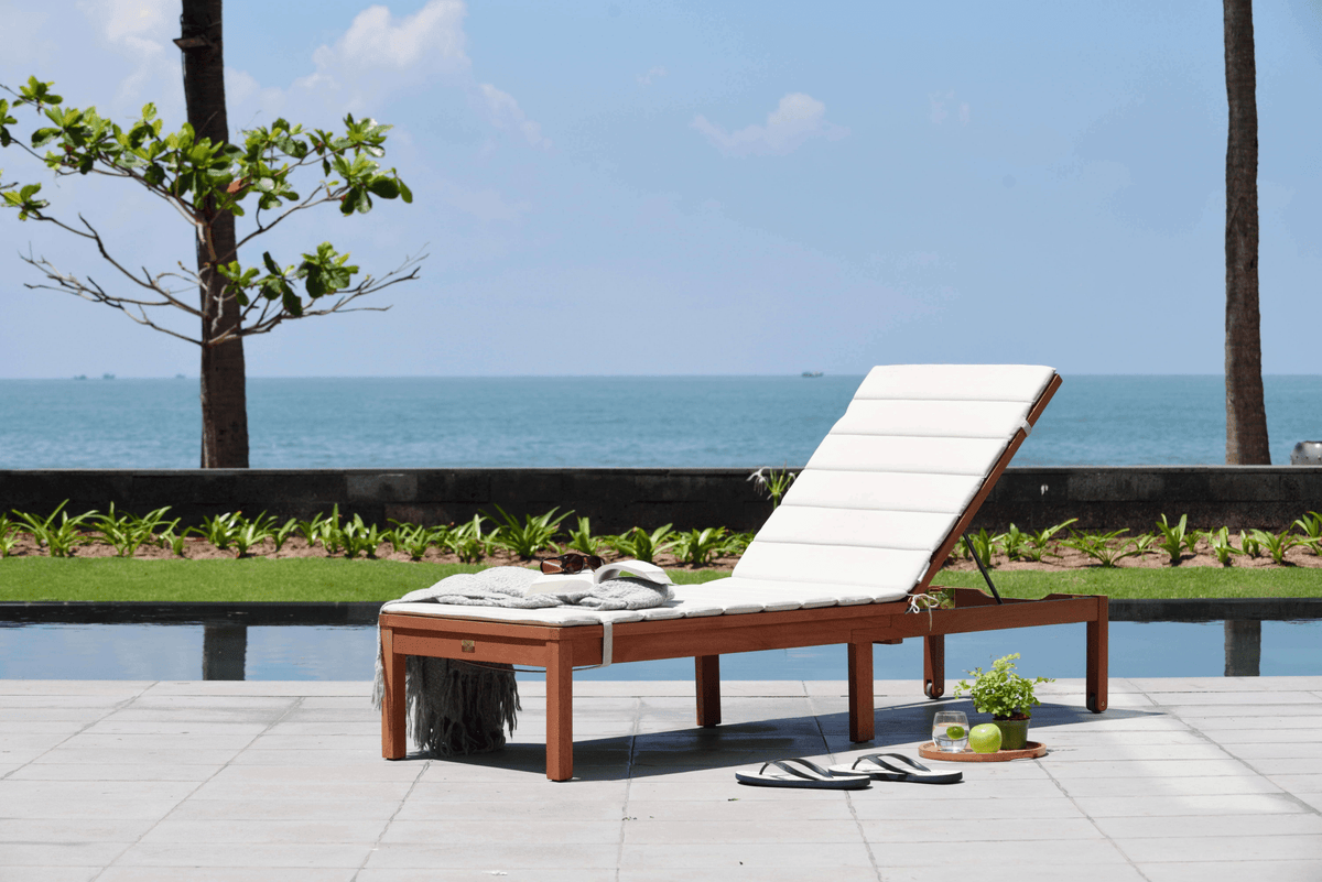 Louisiana Dark Wood Finish Wheel Lounger With Cushion - 2 Piece - Lounger | Patioza
