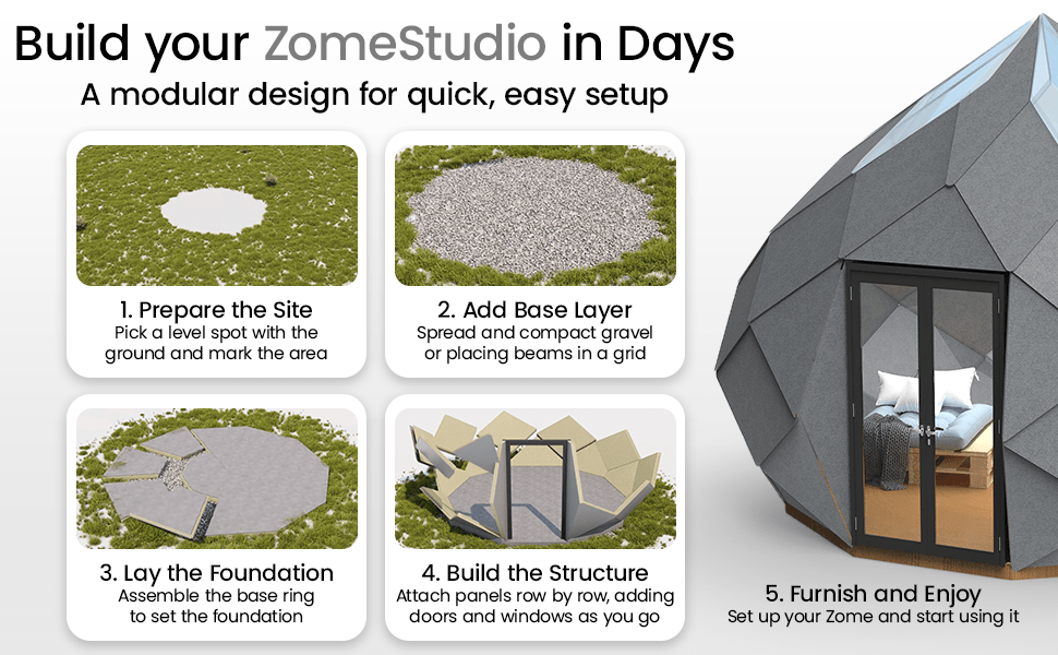 Patio Elegance Zomes Pod – 120 sq ft Eco - Friendly Outdoor Office Pod - Outdoor Structures | Patioza