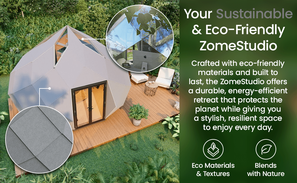 Patio Elegance Zomes Pod – 120 sq ft Eco - Friendly Outdoor Office Pod - Outdoor Structures | Patioza