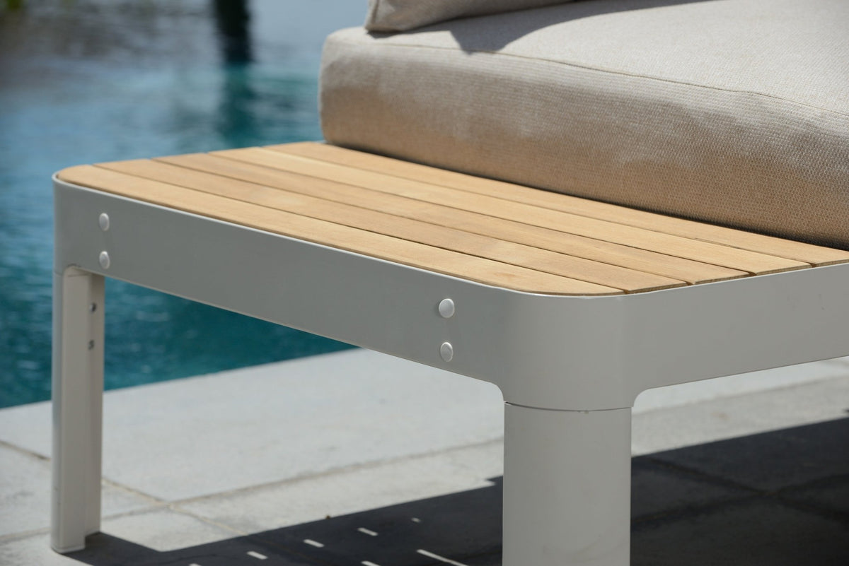 Portals Teak and Aluminum Modular Sofa 3pc Set - | Patioza