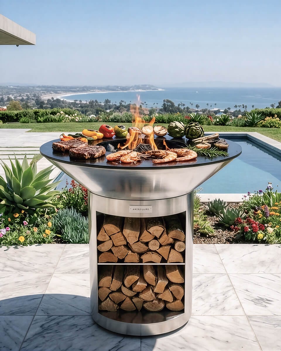 Arteflame 40″ Platinum Series — Stainless Fire Bowl Flat - Top Grill with Storage Base - Outdoor Grills | Patioza