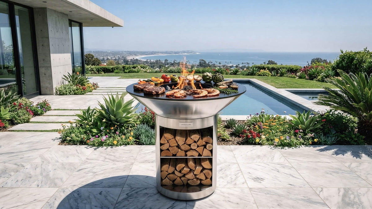 Arteflame 40″ Platinum Series — Stainless Fire Bowl Flat - Top Grill with Storage Base - Outdoor Grills | Patioza