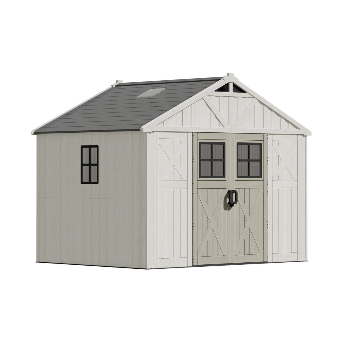 Alora Large Resin Outdoor Storage Shed With Floor, Windows, And Lockable Door (SAK98421) - Storage Sheds | Patioza