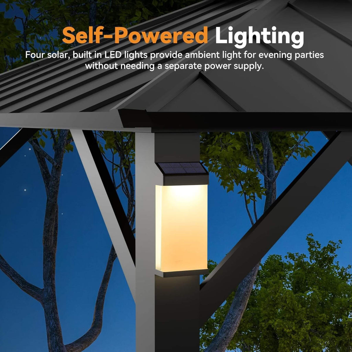 Alora Luxury Double Roof Hardtop Aluminum Gazebo With Decor Hooks, Mosquito Nettings, And LED Lights (SAK91824) - Gazebos | Patioza