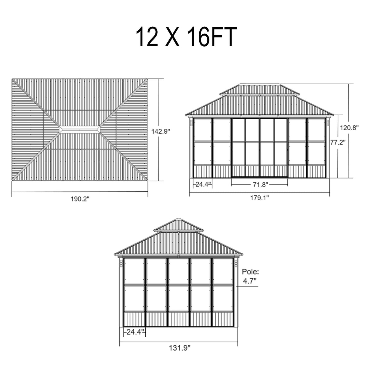 Alora Oasis Luxury Heavy-Duty Hardtop Sunroom With Aluminum Frame And LED Lights (SAK79102) - Sunrooms | Patioza