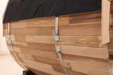 Blisspod, Prague, Canadian Red Cedar Outdoor Steam Barell Sauna, 2 - 4 / 4 - 6 persons with Full Glass Back & 2 front Porch seats - Saunas | Patioza