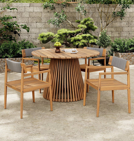 Patio Set Outdoor Acacia Wood Furniture Sets - Braided Dining Chairs & Dining Table - Patio Furniture | Patioza