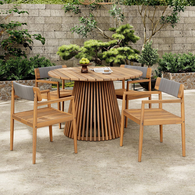 Patio Set Outdoor Acacia Wood Furniture Sets - Braided Dining Chairs & Dining Table - Patio Furniture | Patioza
