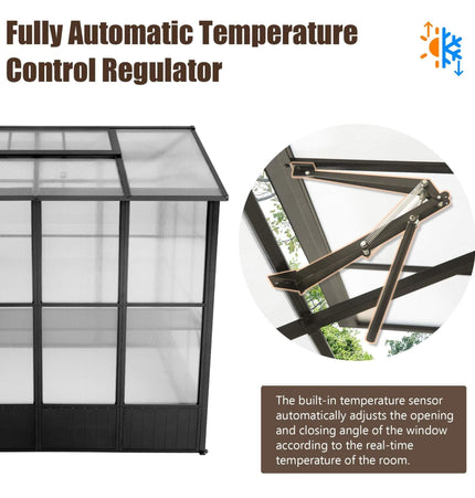 [06X08FT] Heavy-Duty Outdoor Polycarbonate Greenhouse With Fully Automatic Temperature Control Vent (SAK51892) - Greenhouses | Patioza
