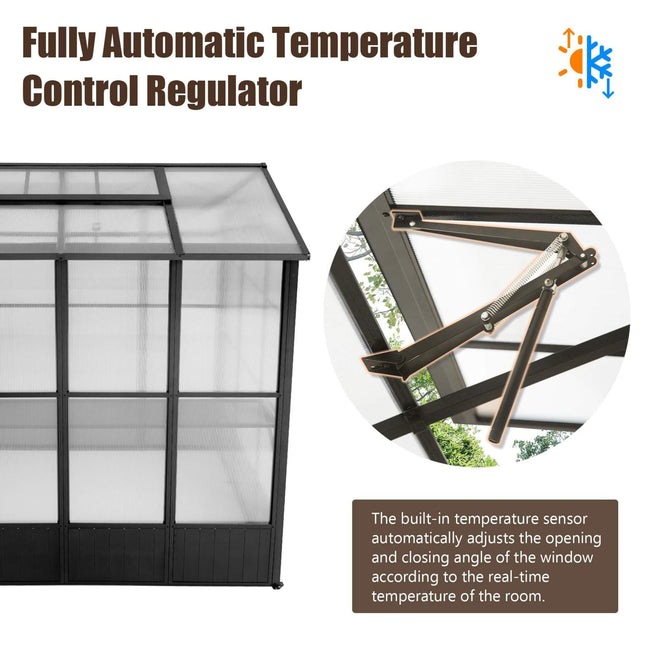 [06X08FT] Heavy-Duty Outdoor Polycarbonate Greenhouse With Fully Automatic Temperature Control Vent (SAK51892) - Greenhouses | Patioza