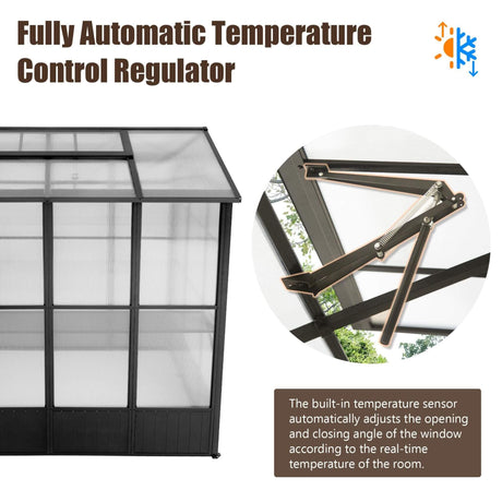 [06X08FT] Heavy-Duty Outdoor Polycarbonate Greenhouse With Fully Automatic Temperature Control Vent (SAK51892) - Greenhouses | Patioza