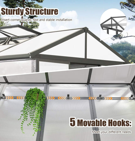 [06X08FT] Heavy-Duty Outdoor Polycarbonate Greenhouse With Fully Automatic Temperature Control Vent (SAK51892) - Greenhouses | Patioza