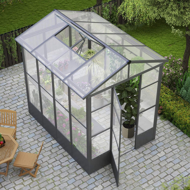 [06X08FT] Heavy-Duty Outdoor Polycarbonate Greenhouse With Fully Automatic Temperature Control Vent (SAK51892) - Greenhouses | Patioza