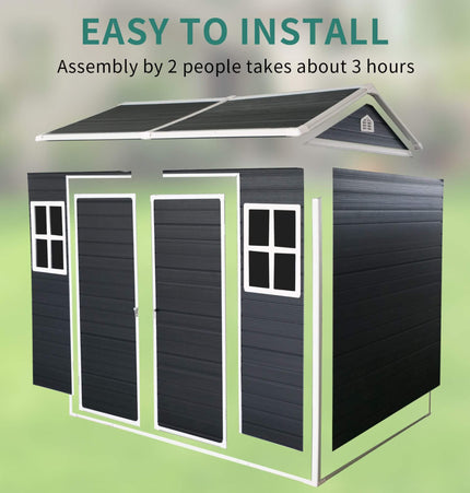 [06X08FT] Alora Outdoor Resin Patio Garden Shed With Floor, 2 Windows, And Lockable Doors (SAK54953) - Storage Sheds | Patioza