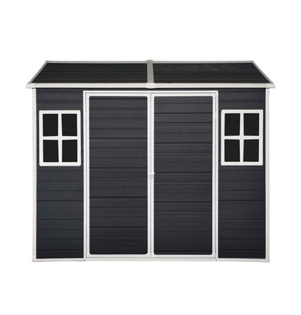 [06X08FT] Alora Outdoor Resin Patio Garden Shed With Floor, 2 Windows, And Lockable Doors (SAK54953) - Storage Sheds | Patioza
