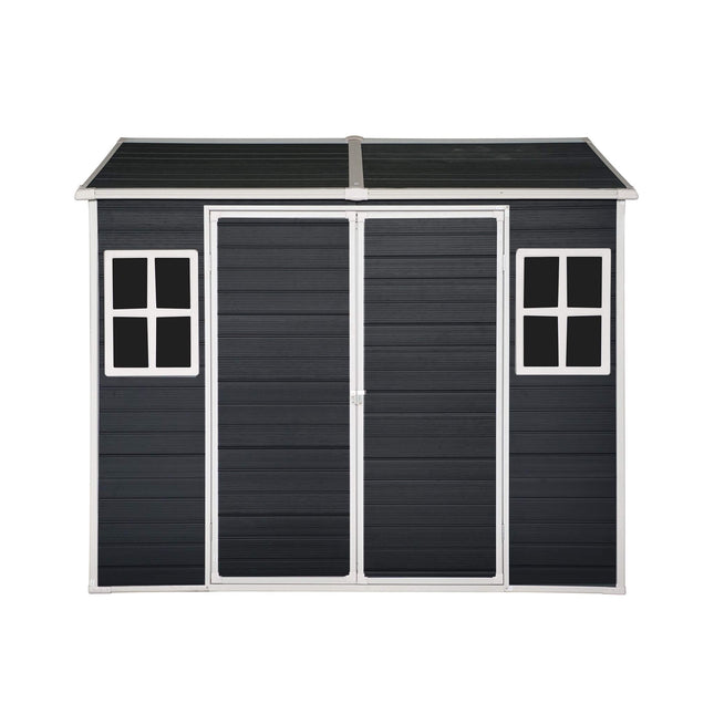 [06X08FT] Alora Outdoor Resin Patio Garden Shed With Floor, 2 Windows, And Lockable Doors (SAK54953) - Storage Sheds | Patioza