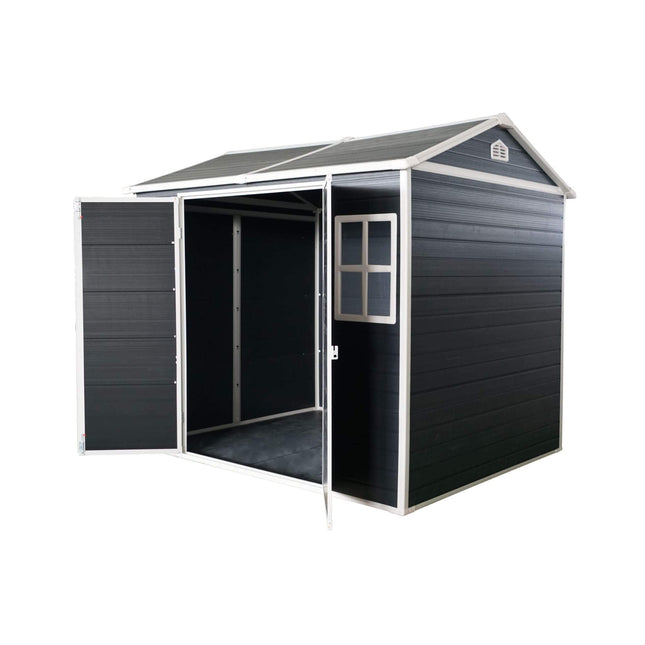 [06X08FT] Alora Outdoor Resin Patio Garden Shed With Floor, 2 Windows, And Lockable Doors (SAK54953) - Storage Sheds | Patioza