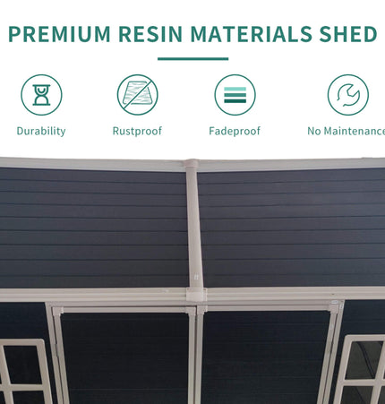 [06X08FT] Alora Outdoor Resin Patio Garden Shed With Floor, 2 Windows, And Lockable Doors (SAK54953) - Storage Sheds | Patioza