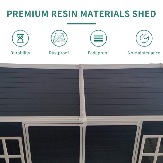 [06X08FT] Alora Outdoor Resin Patio Garden Shed With Floor, 2 Windows, And Lockable Doors (SAK54953) - Storage Sheds | Patioza