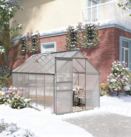 [06X12FT] Heavy-Duty Aluminum Walk-In Greenhouse With Rooftop Vent And Sliding Door (SAK69048) - Greenhouses | Patioza