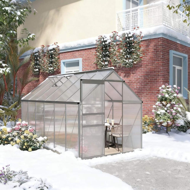 [06X12FT] Heavy-Duty Aluminum Walk-In Greenhouse With Rooftop Vent And Sliding Door (SAK69048) - Greenhouses | Patioza