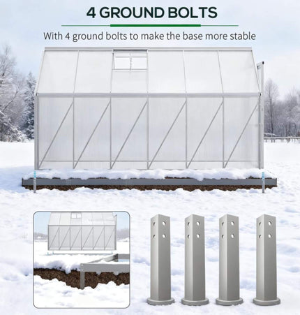 [06X12FT] Heavy-Duty Aluminum Walk-In Greenhouse With Rooftop Vent And Sliding Door (SAK69048) - Greenhouses | Patioza