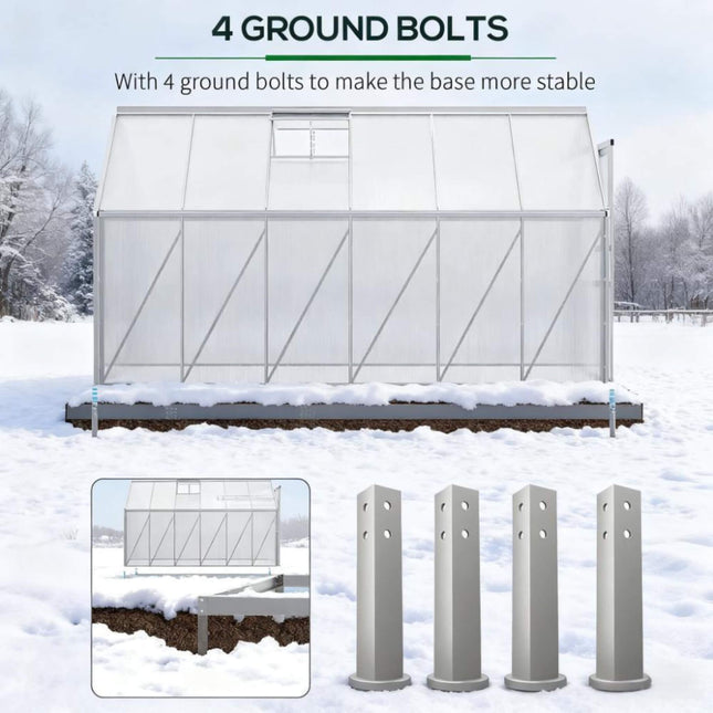 [06X12FT] Heavy-Duty Aluminum Walk-In Greenhouse With Rooftop Vent And Sliding Door (SAK69048) - Greenhouses | Patioza