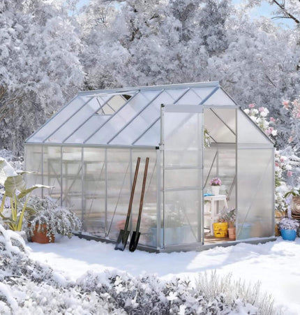 [06X12FT] Heavy-Duty Aluminum Walk-In Greenhouse With Rooftop Vent And Sliding Door (SAK69048) - Greenhouses | Patioza