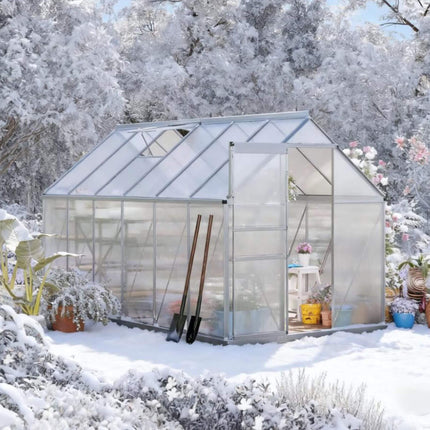 [06X12FT] Heavy-Duty Aluminum Walk-In Greenhouse With Rooftop Vent And Sliding Door (SAK69048) - Greenhouses | Patioza