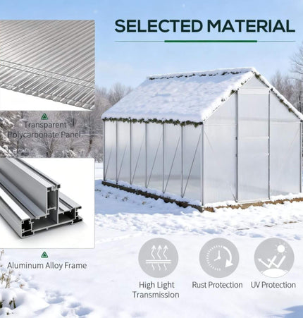 [06X12FT] Heavy-Duty Aluminum Walk-In Greenhouse With Rooftop Vent And Sliding Door (SAK69048) - Greenhouses | Patioza