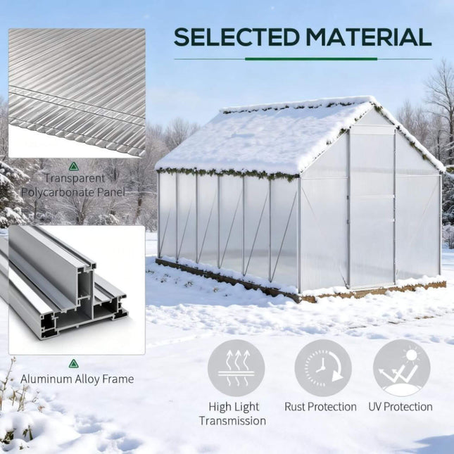 [06X12FT] Heavy-Duty Aluminum Walk-In Greenhouse With Rooftop Vent And Sliding Door (SAK69048) - Greenhouses | Patioza