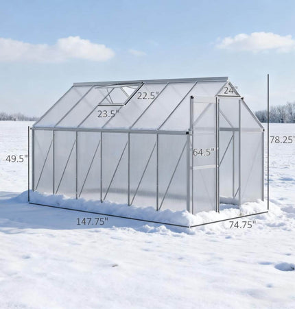 [06X12FT] Heavy-Duty Aluminum Walk-In Greenhouse With Rooftop Vent And Sliding Door (SAK69048) - Greenhouses | Patioza