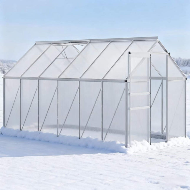 [06X12FT] Heavy-Duty Aluminum Walk-In Greenhouse With Rooftop Vent And Sliding Door (SAK69048) - Greenhouses | Patioza