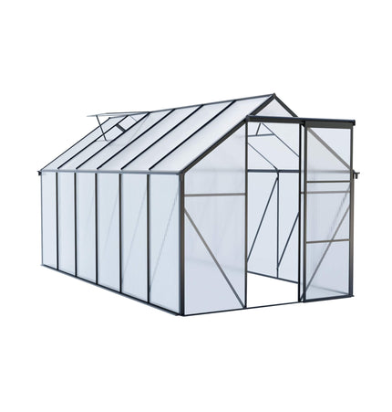 [06X12FT] Heavy-Duty Black Polycarbonate Greenhouse With Raised Base And Anchor (SAK92451) - Greenhouses | Patioza