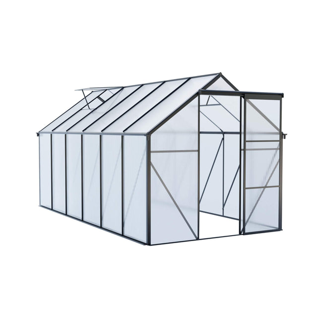 [06X12FT] Heavy-Duty Black Polycarbonate Greenhouse With Raised Base And Anchor (SAK92451) - Greenhouses | Patioza