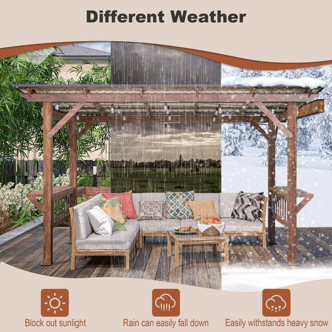 [06X13FT] Alora Durable Outdoor Hardtop BBQ Grill Shelter Gazebo With Shelves (SAK65420) - Canopies & Gazebos | Patioza