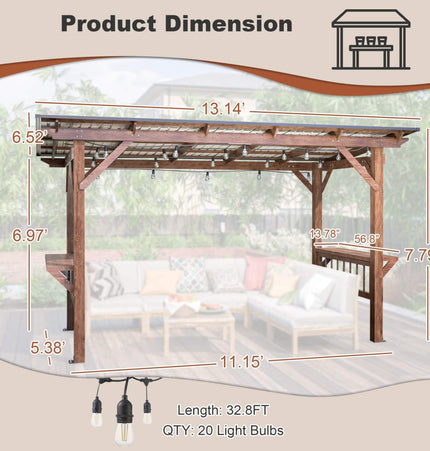 [06X13FT] Alora Durable Outdoor Hardtop BBQ Grill Shelter Gazebo With Shelves (SAK65420) - Canopies & Gazebos | Patioza