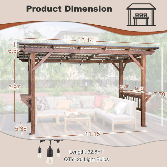 [06X13FT] Alora Durable Outdoor Hardtop BBQ Grill Shelter Gazebo With Shelves (SAK65420) - Canopies & Gazebos | Patioza