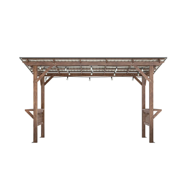 [06X13FT] Alora Durable Outdoor Hardtop BBQ Grill Shelter Gazebo With Shelves (SAK65420) - Canopies & Gazebos | Patioza