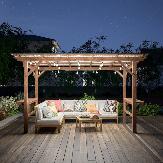 [06X13FT] Alora Durable Outdoor Hardtop BBQ Grill Shelter Gazebo With Shelves (SAK65420) - Canopies & Gazebos | Patioza
