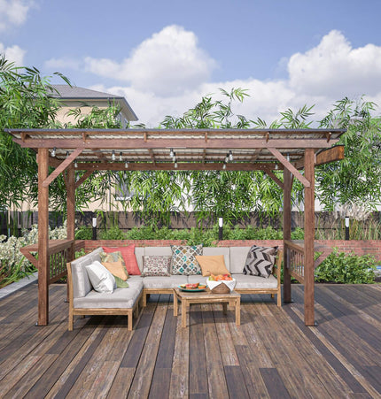 [06X13FT] Alora Durable Outdoor Hardtop BBQ Grill Shelter Gazebo With Shelves (SAK65420) - Canopies & Gazebos | Patioza