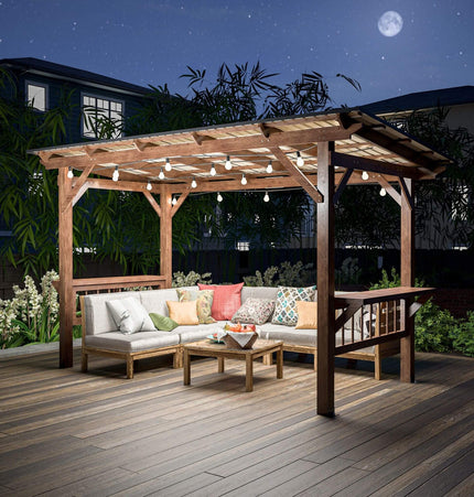 [06X13FT] Alora Durable Outdoor Hardtop BBQ Grill Shelter Gazebo With Shelves (SAK65420) - Canopies & Gazebos | Patioza