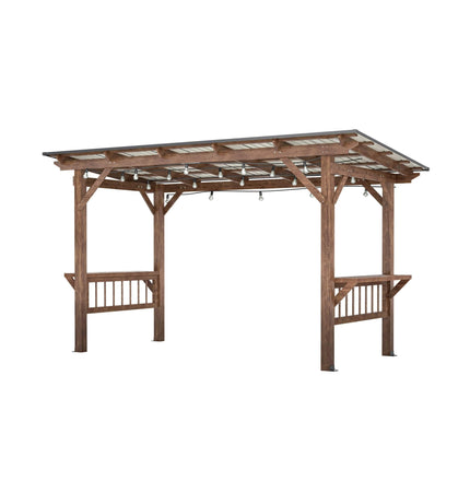 [06X13FT] Alora Durable Outdoor Hardtop BBQ Grill Shelter Gazebo With Shelves (SAK65420) - Canopies & Gazebos | Patioza