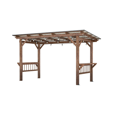 [06X13FT] Alora Durable Outdoor Hardtop BBQ Grill Shelter Gazebo With Shelves (SAK65420) - Canopies & Gazebos | Patioza