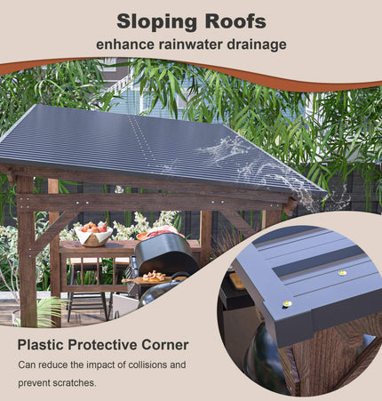[06X13FT] Alora Durable Outdoor Hardtop BBQ Grill Shelter Gazebo With Shelves (SAK65420) - Canopies & Gazebos | Patioza